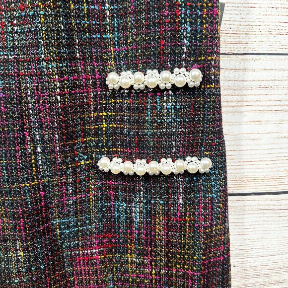 Tuckernuck Cameron Tweed Dress Womens XXS Multicolor Pearl Trim Short Sleeve NWT - Picture 5 of 12
